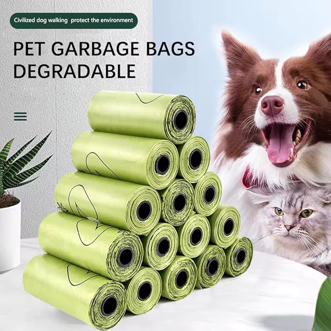 Dog Waste Bags, 8 Rolls with 120 Bags, Pet Poop Disposal Bags with Cute Dog Design