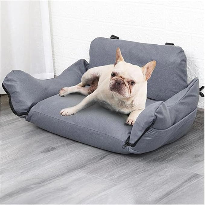 Dog Car Seat Nest Sofa Pet Travel Car Seat Durable Pet Carrier Bed Removable Cushion Pet Booster Seat For Small Medium Dogs(Gray)