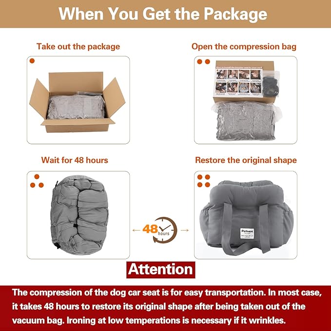 Dog Car Seat for Small Dogs, Portable Puppy Car Seat of Easy Installation, Fashionable Pet Carrier Bag with Large Pockets, Machine Washable Dog Booster Seat (Khaki)