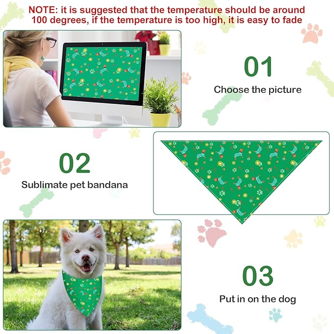 Saintrygo 30 Pcs Dog Bandanas Bulk Sublimation Plain Bandanas Bulk for Christmas Birthday Doggy Heat Transfer Triangle Scarf Washable Adjustable for Small Medium Large Pets Dogs(L)
