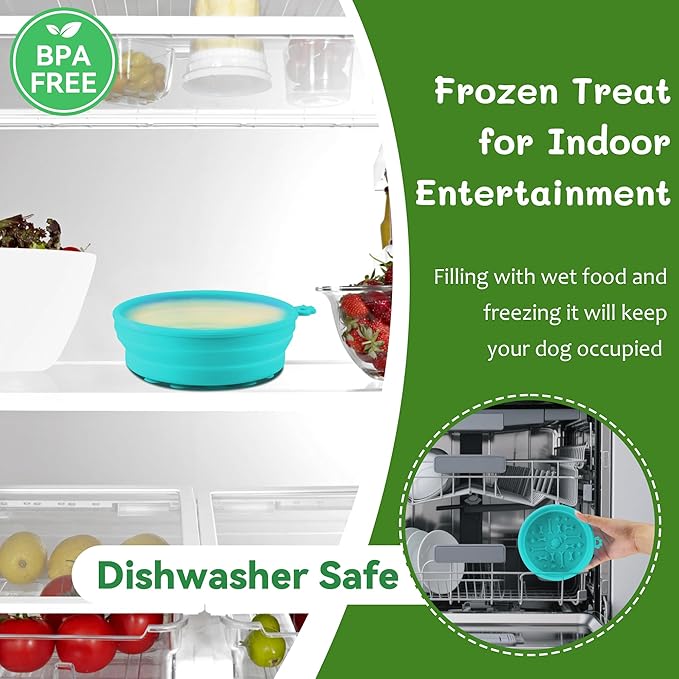 Collapsible Dog Bowl for Travel Outdoor Portable Silicone Pet Bowl with Carabiner Clip