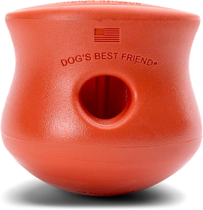 WEST PAW Toppl Durable Dog Treat Puzzle Toy for Large Dogs- Engaging Interactive Chew Toy for Mental Stimulation, Slow Feeding- One and Quarter Cup Capacity - Cardinal Red, XL