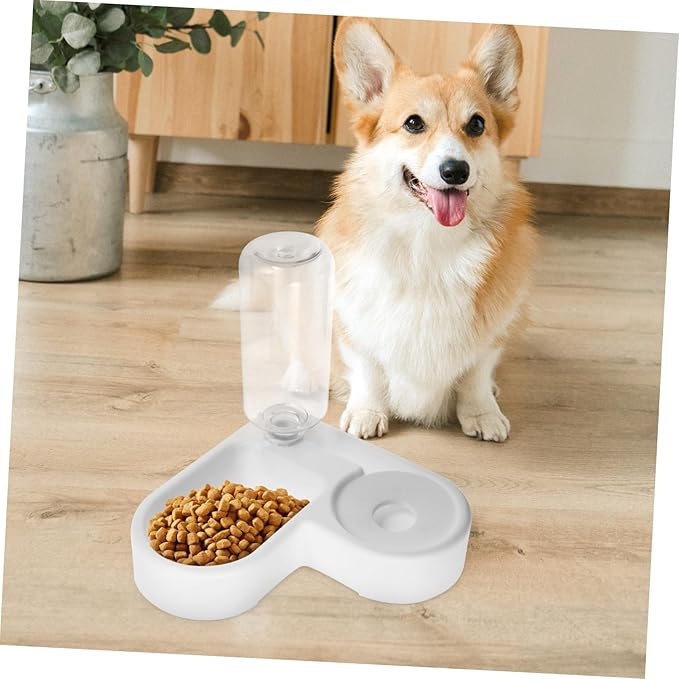 BESPORTBLE Automatic Water Feeder and Food Bowl Combo for Cats and Dogs Multi-Function Pet Supply Reusable Design Space-Saving Wall Corner Style Practical for Home and Pet Shops
