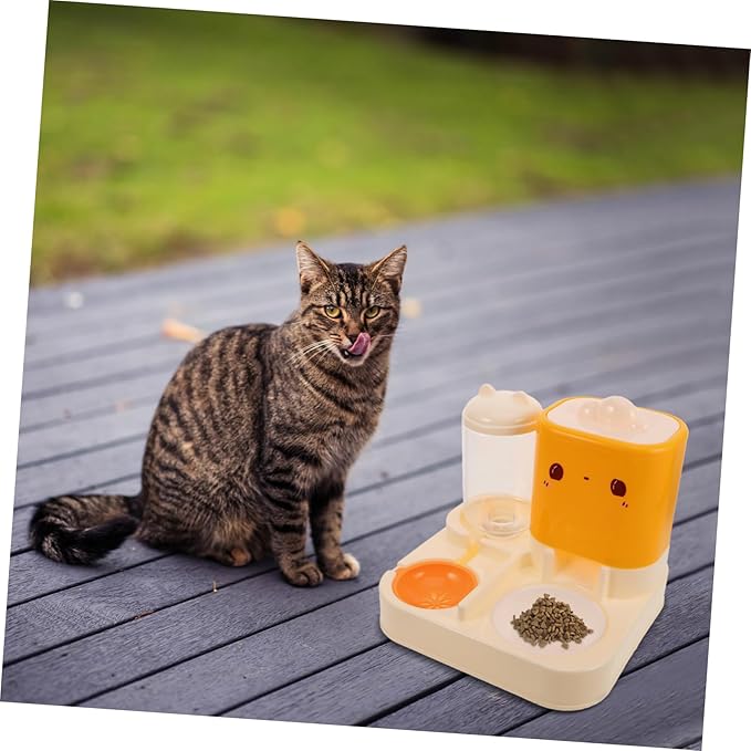 Hemoton Automatic Pet Feeder Water Dispenser Double Bowls for Cats Dogs Self-Feeding Cat Feeder Pet Food and Waterer Dog Bowl