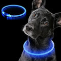 LED Dog Collar - Light Up Dog Collars, USB Rechargeable Dog Lights for Night Walking, Universal, Waterproof, Light Up Safety Collar for Pets - Blue