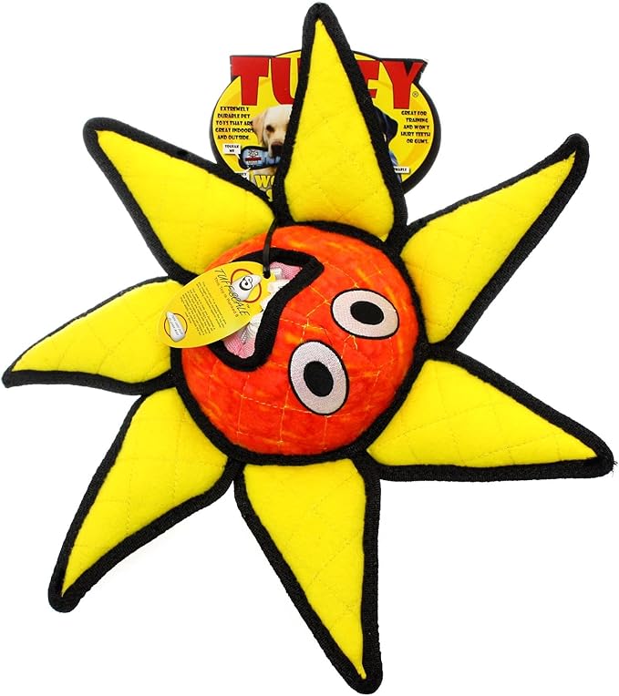 TUFFY® - World's Tuffest Soft Dog Toy - Alien - Multiple Layers. Made Durable, Strong & Tough. Interactive Play (Tug, Toss & Fetch). Machine Washable & Floats. (Ball Red Flower, Large 2 Pack)