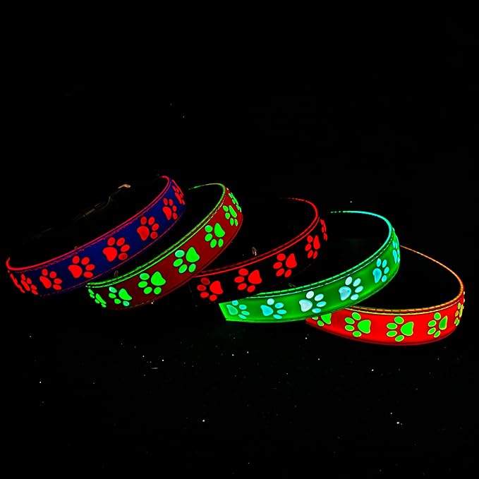 Subversive USB-C led Light up Dog Collar, Subversive 3D Cross Design Comfortable and Soft Material,Multicolored Lighting (PAW-Black, S(11.8-15.7"))