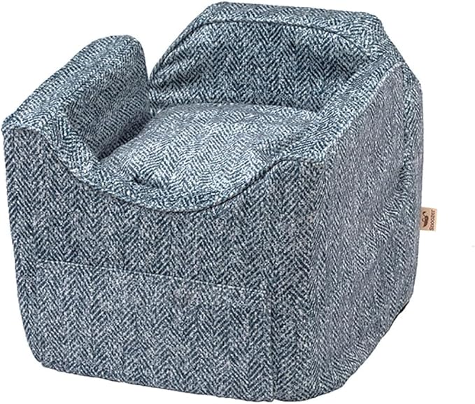 Snoozer Dog Car Seat with Storage Tray: Lookout II Dog Booster Car Seat for Pets up to 18lbs, Helps Alleviate Travel Sickness & Fear for Dogs, Removable Washable Cover – Palmer Indigo, Size Small