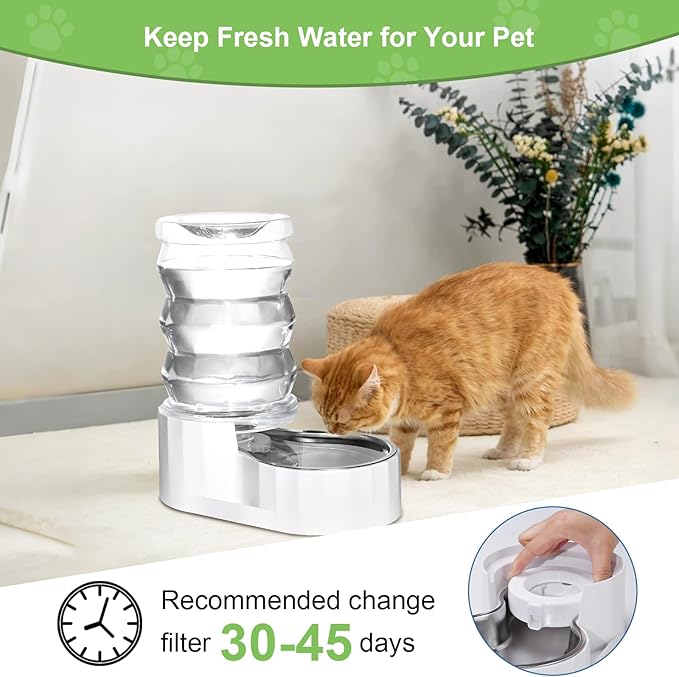 4 Pack Replacement Filters for 3L/3.6L/4.6L/6L/8L Gravity Pet Water Dispenser, Dog Water Filter Replacement, Triple Filtration Pet Fountain Filter, Water Feeder Filter for Cat and Dog