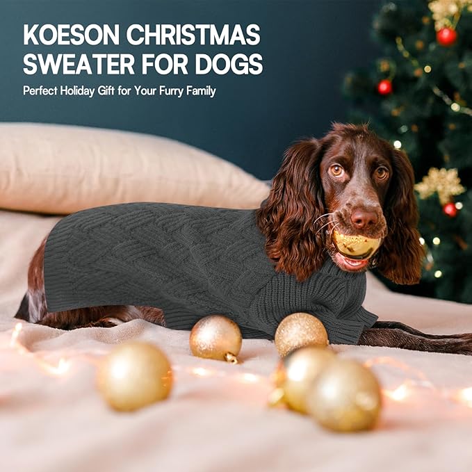 KOESON XS Dog Sweater Girl and Boy, Warm Extra Small Dog Sweater, Thick Halloween Dog Sweaters, Turtleneck Sweaters for Chihuahua, Yorkie, Puppy Winter and Fall Knitwear with Sleeves, Grey, XSmall