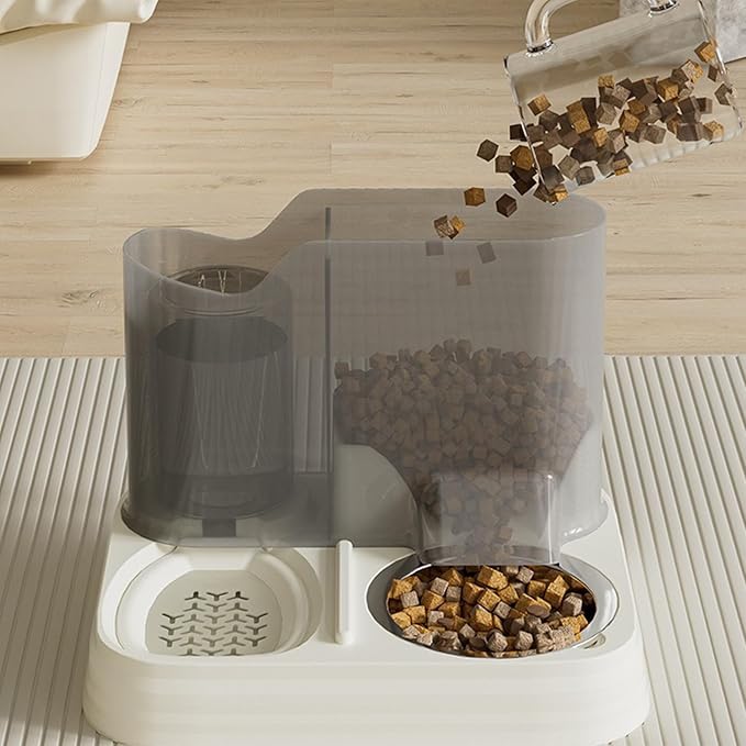 Automatic Dog Feeder – Travel Pet Food Bowl, Splash-Proof Puppy Water Dispenser | Multi-Pet Households Self Feeding Station, 2-in-1 Food Water Container for Apartment and Vacation Use