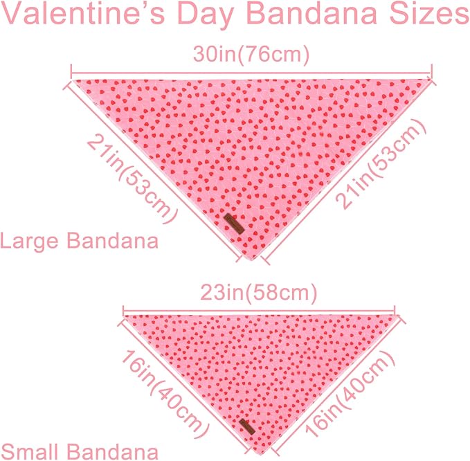Valentine’s Dog Bandana, Valentine Triangle Bid Scarf for Girl Boy Medium Large Dogs, Adorable Puppy Wedding & Valentine’s Bandana, Cute Soft Cotton Pet Kerchief