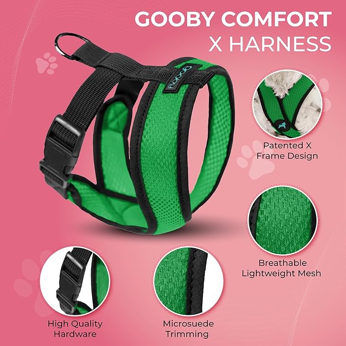Gooby Comfort X Head in Harness - Hunter Green, Small - No Pull Dog Harness with Patented Choke-Free X Frame for Small to Medium Dogs Indoor/Outdoor Use
