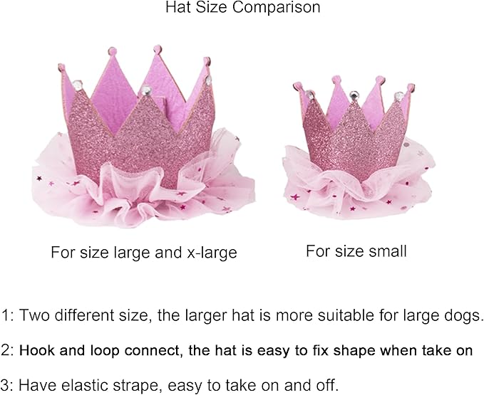ADOGGYGO Dog Birthday Party Supplies, Multi Size Offered, Birthday Girl Dog Bandana, Pink Puppy Party Hat Crown with Numbers for Small Puppies Pets (Small)