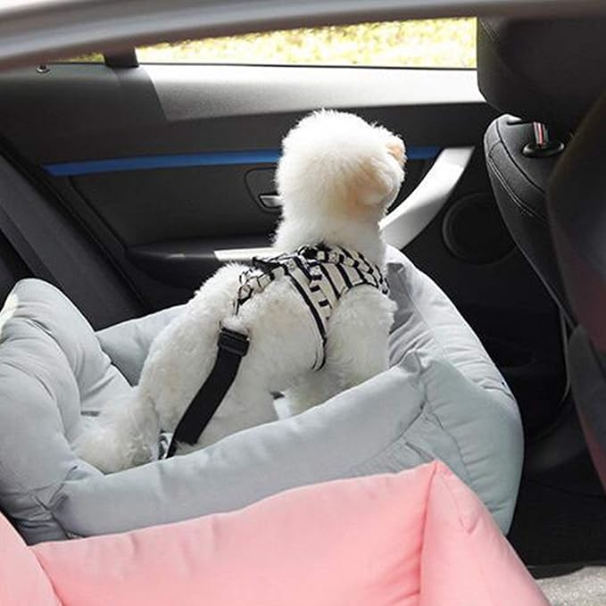 Dog Car Seat, Pet Booster Seat,Dog Travel Car Carrier Bed Safety Seats with Storage Pocket and Clip-On Safety Leash for Small Dog Puppy and Cats,Dual-Use for Car and Home