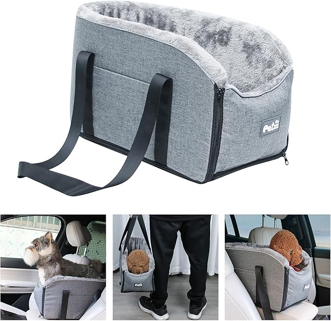 MOMOJIA Cat for Car Console Puppies Carry Bag Outdoor Travel Shoulder Sightseeing Tote Safety Strap Pet Bed for Car Travel Small Dog