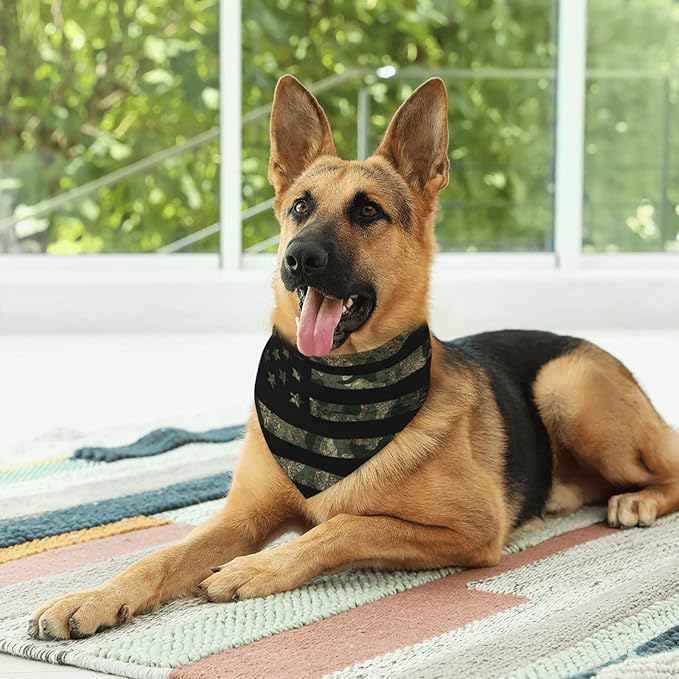 Camo Camouflage Hunting American Flag Dog Bandana Scarf Triangle Bibs Pet Accessories Cat Kerchief
