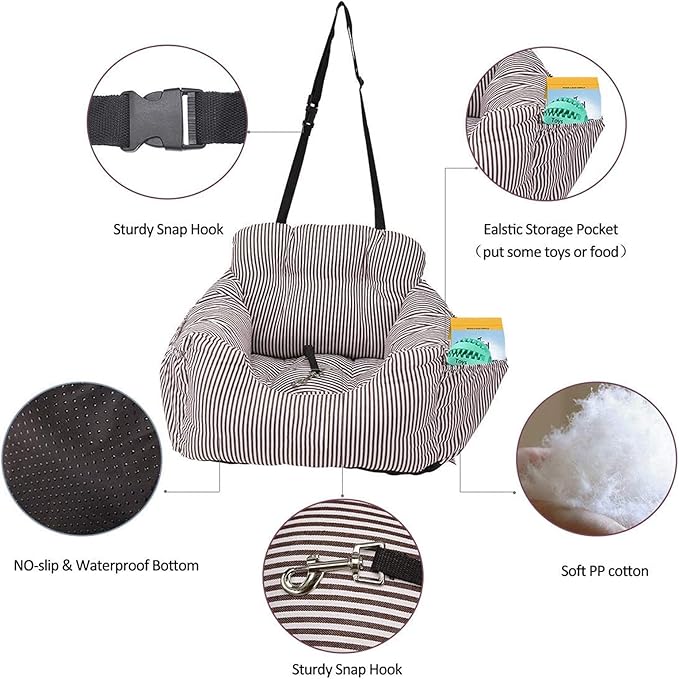 Car Seat for Dogs,Pet Booster Seat Pet Travel Car Carrier Bed, Safety Clip-On Leash & Removable Washable Cover for Cars/Suvs/Trucks for Small Dogs Cats and Any Pets Under 15 LB