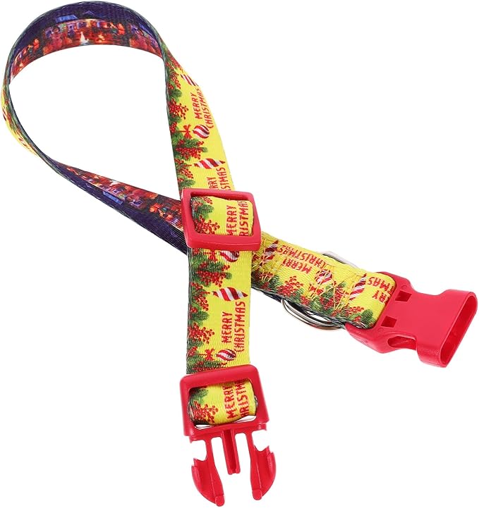 Gadpiparty Christmas Dog Collar with Quick Release Buckle Soft Adjustable Puppy Collar for Small Dogs in Yellow M Size