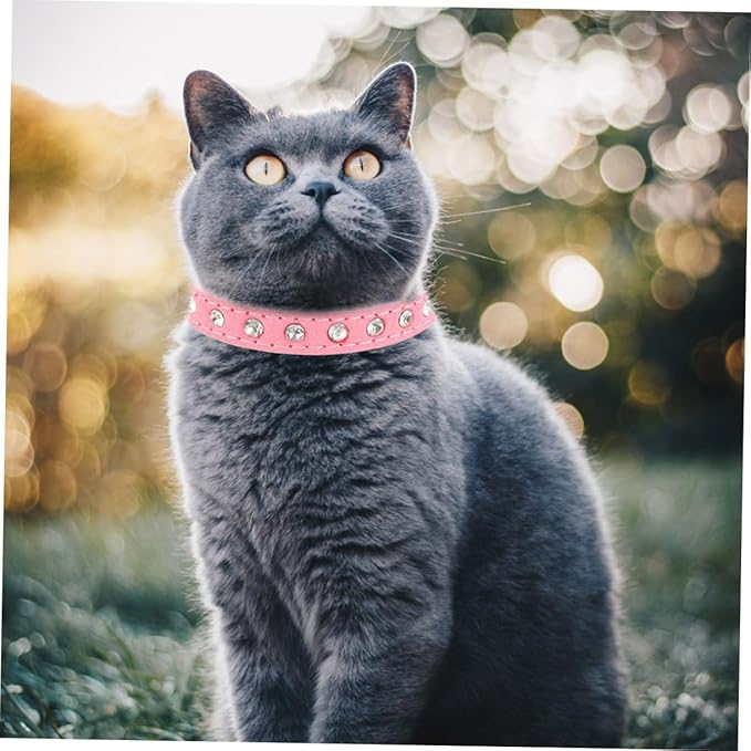 Milisten Adjustable Rhinestone Dog Collar for Dogs and Cats Stylish Pet Neck Decor Pu Material for Daily Wear and Parties