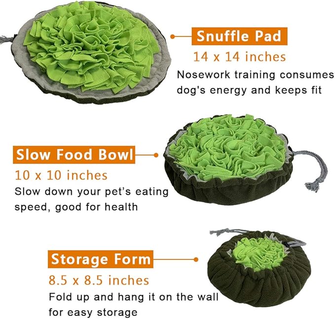 SCHITEC Snuffle Mat for Dogs, [Upgraded] Pet Slow Feeding Pad, Nosework Sniffing Bowl for Puppies Cats Small Dogs