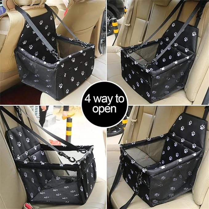 ASkinds Dog Car Seat Puppy Portable Pet Booster Car Seat, Pet Car Seat Bag Elevated Car Seat for Small to Medium Dogs Cats Pets(Black)