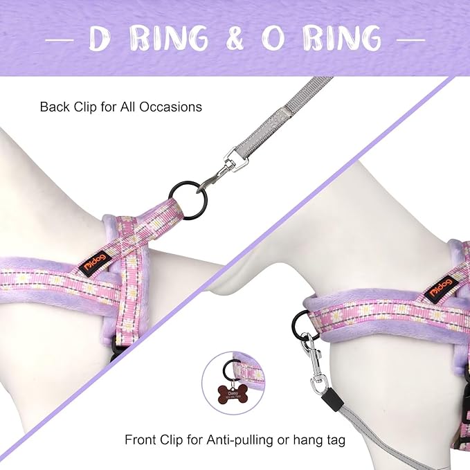 Didog No Pull Dog Harness with Soft Padded, Easy Walk Dog Harness with Quick Release Buckle, Adjustable & Reflective Pet Harness with Soft Padded for Medium Large Dogs (L:Chest 26-33", Purple)