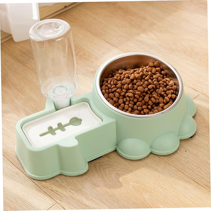 Multifunctional Stainless Steel Dog Feeding Bowl with Automatic Water Dispenser Wear-Resistant Pet Food and Water Container for Home Use Easy to Maintain and Secure Design