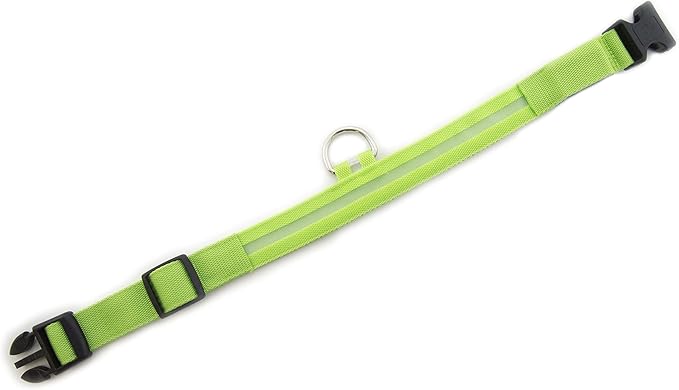 Green Light-Up LED Adjustable Pet Collar (Flashing or Steady Modes) - Rechargeable via USB Cable (Included) by Electronix Express (Large)