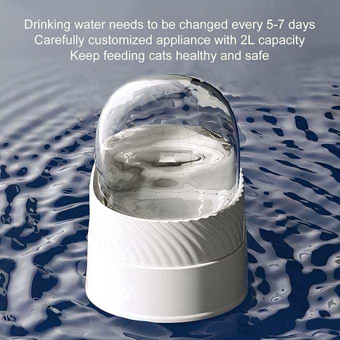 Automatic Dog Cat Feeder and Water Dispenser Set, Large Capacity 2L Gravity Pet Food Feeder Dog Water Bowl Dispenser, Easily Clean Self Feeding for Small Large Pets Dogs Cats (White)