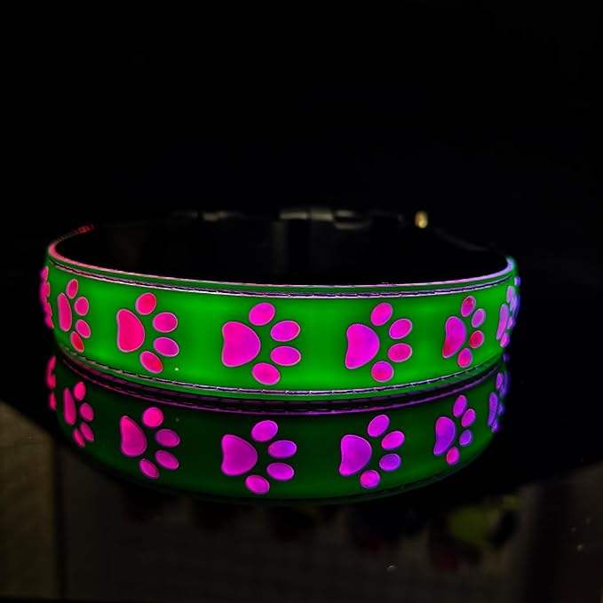 Subversive USB-C led Light up Dog Collar, Subversive 3D Cross Design Comfortable and Soft Material,Multicolored Lighting (PAW-Green, XS(7.87-11.8"))