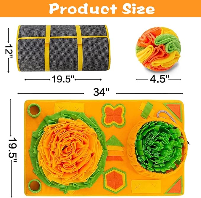 Large Snuffle Mat for Dogs Interactive Toys for Dogs Nose-Work Feeding Encourages Natural Foraging Skills