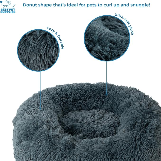 Best Pet Supplies Dog House Bed Crate Mat Tent Indoor Round Soft Plush for Small, Medium, and Large Breeds - Dark Gray 20 x 20 x 6"