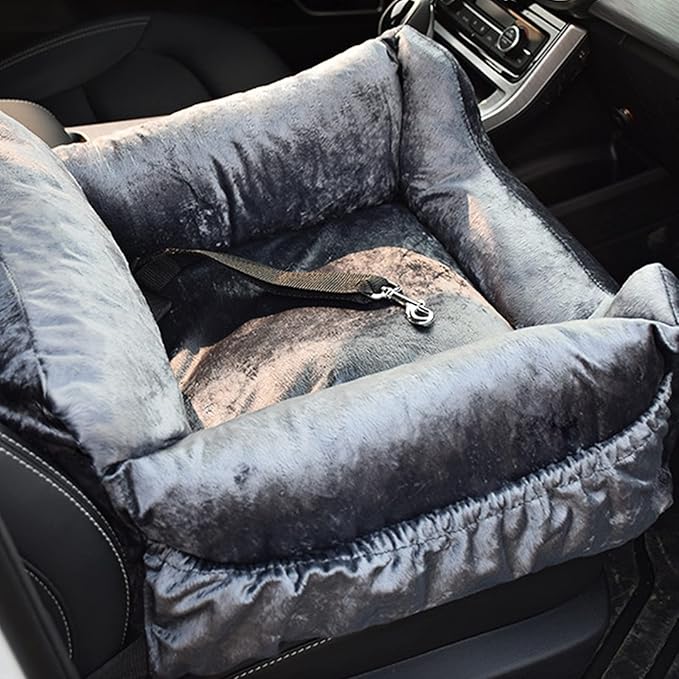 Car Seat Booster Bed,Dog Car Seat for Small Dogs Or Cats,Dog Safety Car Seat with Storage Pocket, Clip-On Safety Leash and Washable Cover for Dog, Cat, and Any Pets Under 25Lbs