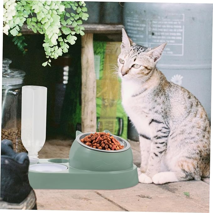 POPETPOP Automatic PET Feeder with Water Dispenser Dual Bowl Design for Cats and Small Dogs Skid Base Detachable for Easy Cleaning for Indoor Use