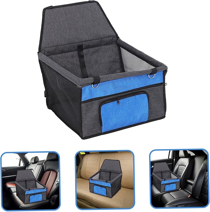 POPETPOP Front Pocket Dog Car Seat Breathable Pet Travel Seat for Dogs Cats Easy to Install Console Design Fits Car Models Removable Washable for Year Comfort