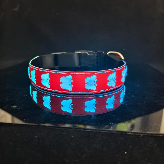 USB-C led Light up Dog Collar, 3D Design Comfortable and Soft Material,Multicolored Lighting，Night Dog Collar (BT-RED, S(11.8-15.7"))