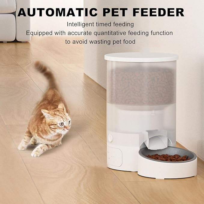 3L Automatic Pet Feeder, Stainless Steel Bowl Feeder for Cats Dogs, Dual Power Supply, Food Container Visible Design Pet Food Dispenser Timed and Portioned Feeding for Cats Dogs