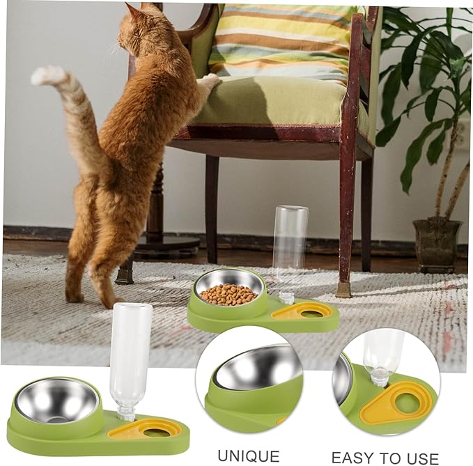 Yardwe Cat Dog Feeder with Water Bowl Automatic Pet Feeder Gravity-Driven Refill System Lightweight Easy to Assemble