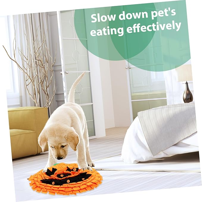 Pumpkin Snuffle Mat for Dogs Interactive Sniffing Toy for Large Breeds Bright Fleece Mental Feeding Mat Training Cushion