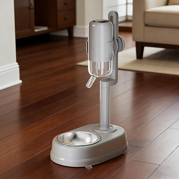 Freestanding Pet Water Dispenser, Automatic Feeder for Dogs and, Gray