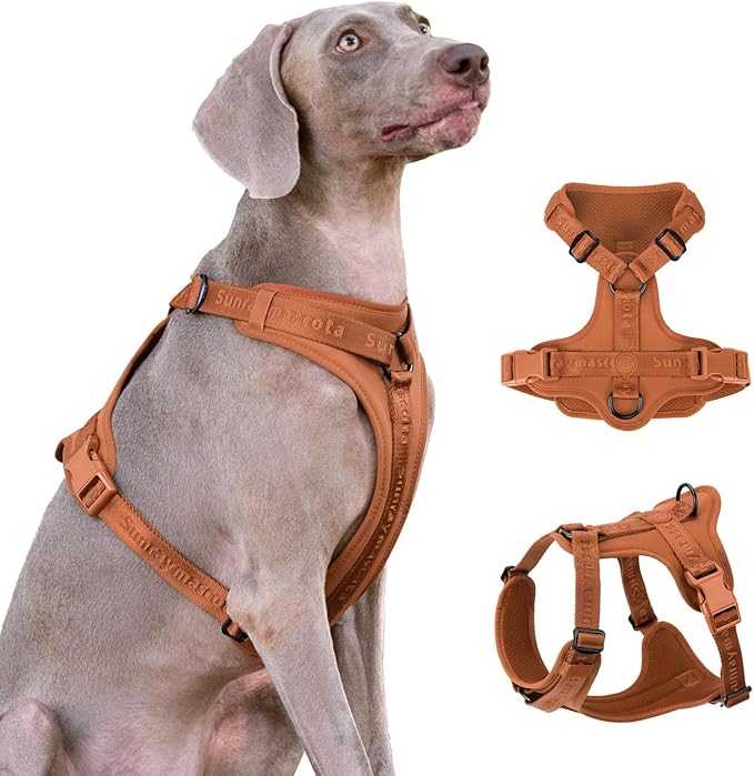 No Pull Dog Harness with Lycra, Three-Point Force Dispersion & 3D Padding, Adjustable Breathable Mesh for Small Medium Large Dogs(Carmel Brown,S)