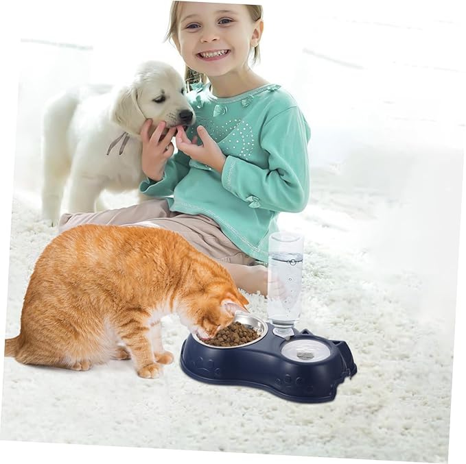 Milisten 1set Detachable Pet Feeder for Dogs and Cats Automatic Water and Food Dispenser Dual Bowl Design Base Safe for Pets
