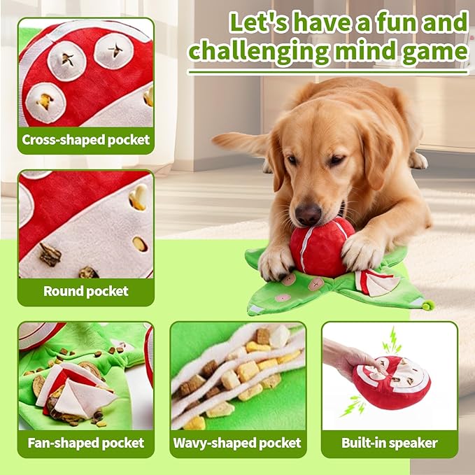 Orange Hide and Seek Plush Dog Toy, Squeakers and Crinkle Paper, Watermelon Puzzle Feeder for Small Medium Dogs, Boredom Relief & Training Aid (Watermelon)