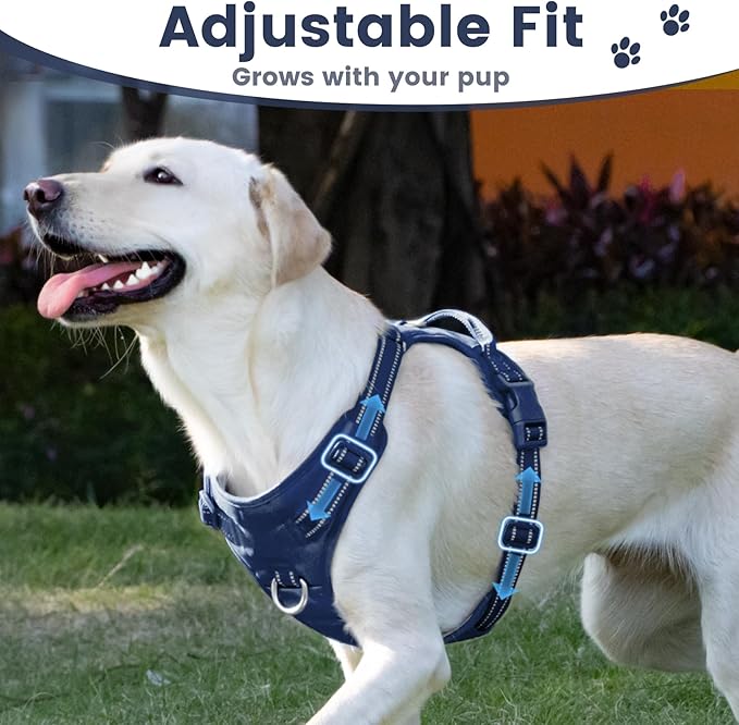 No Pull Dog Harness, Reflective Puppy Vest for Small Medium Large Sized Dog(Prussian Blue,XS)