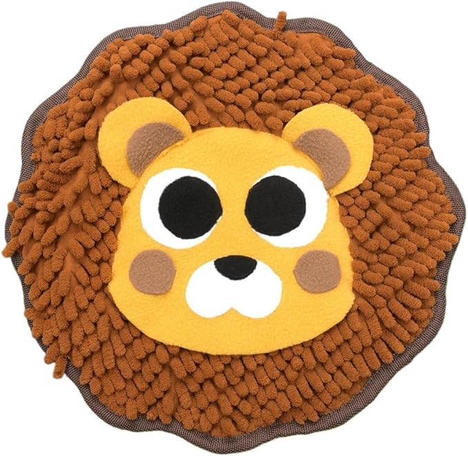 Fluffy Animal Face Snuffle Mat for Pets Interactive Nose Work Toy for Rabbits Hamsters Chinchillas and Dogs (V1)