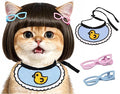 Funny Cat Bangs Bob Wig - with Ear Holes, Adjustable Elastic Band & Trimmable, Built-in Knitted Bandana & Bow Clip, Cat Cosplay Costume for Halloween Christmas Parties Festivals (Black)