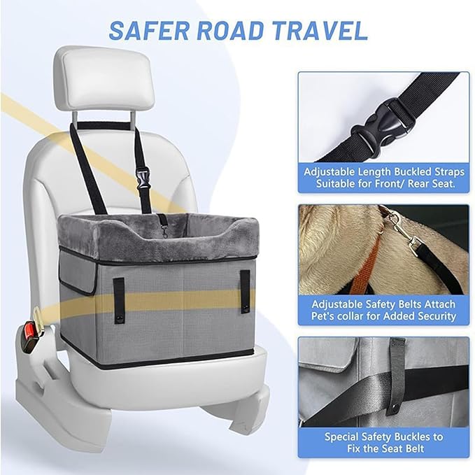 Portable Pet Mat for Cars, Portable and Washable Design, Plush Material, Dog Car Seat, Pet Booster Bed, Comfortable with Built in Storage Pockets, for Road Trips, Daily Commutes, Or Errands