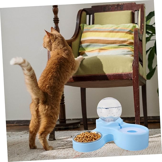 Happyyami Automatic Cat Bowl Dispenser Food Bowls Large Capacity Water Bottle Pet Water Feeder
