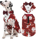 Kuoser Christmas Dog Tuxedo Dogs Suit and Bandana Set, Santa Claus Doggy Christmas Outfit Adjustable Pet Xmas Costume with Bow Tie for Large Medium Small Dogs Golden Retriever Samo Bulldogs, Red 2XL